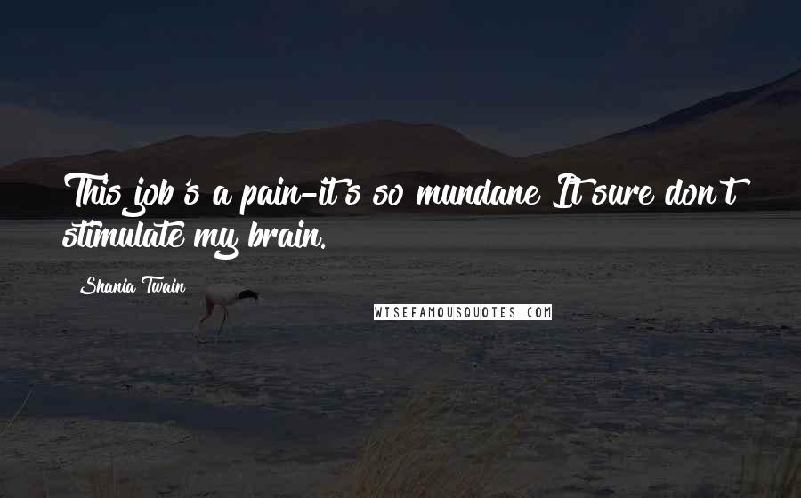 Shania Twain Quotes: This job's a pain-it's so mundane It sure don't stimulate my brain.