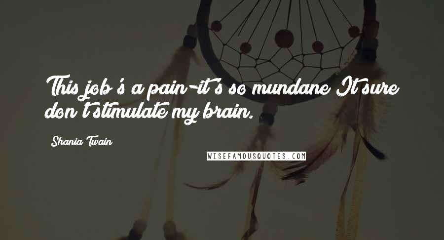 Shania Twain Quotes: This job's a pain-it's so mundane It sure don't stimulate my brain.