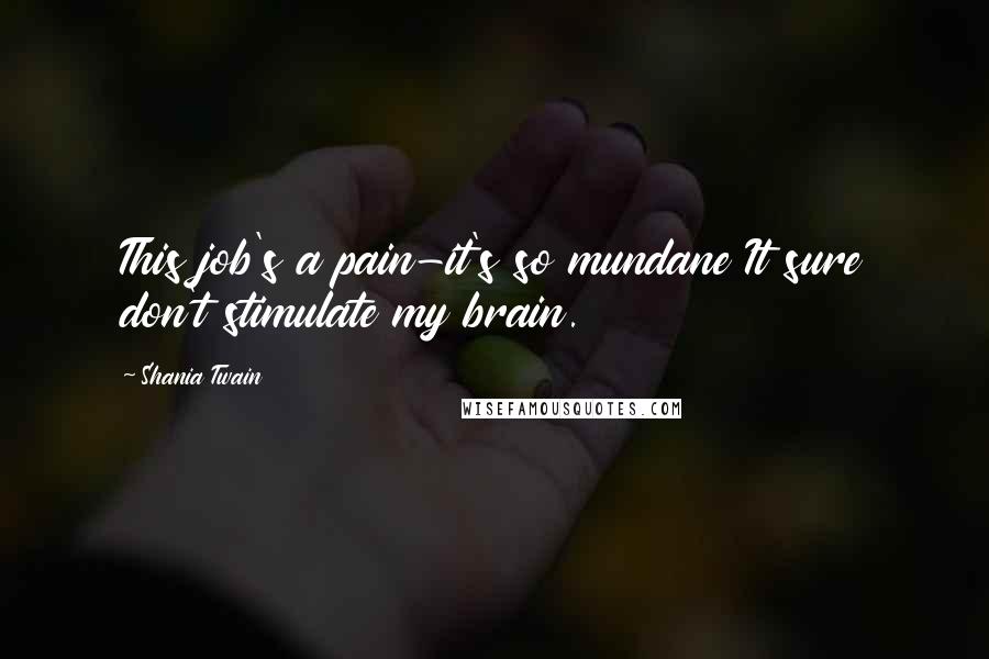 Shania Twain Quotes: This job's a pain-it's so mundane It sure don't stimulate my brain.