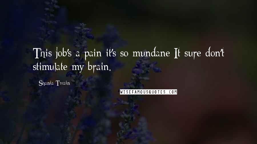 Shania Twain Quotes: This job's a pain-it's so mundane It sure don't stimulate my brain.