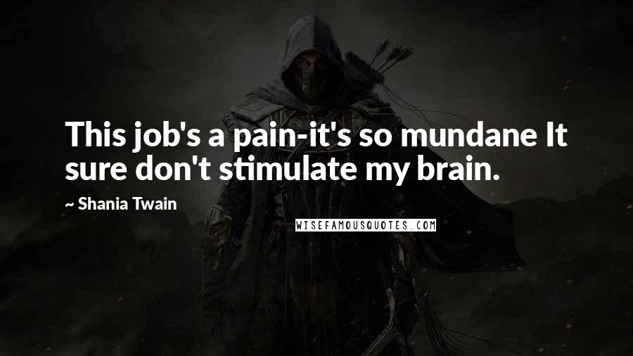 Shania Twain Quotes: This job's a pain-it's so mundane It sure don't stimulate my brain.