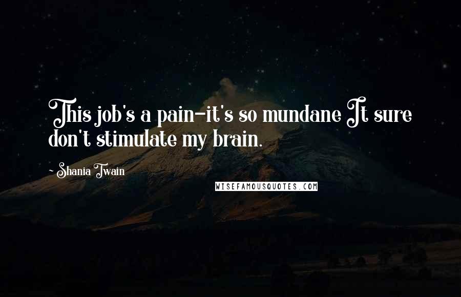 Shania Twain Quotes: This job's a pain-it's so mundane It sure don't stimulate my brain.