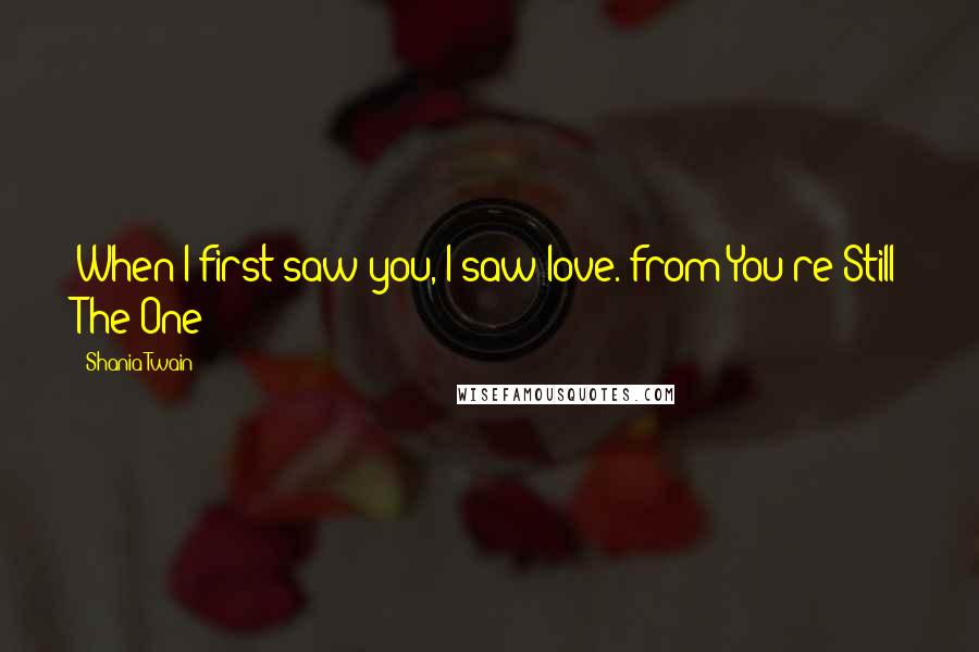 Shania Twain Quotes: When I first saw you, I saw love. from You're Still The One