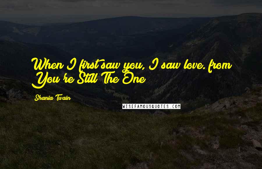 Shania Twain Quotes: When I first saw you, I saw love. from You're Still The One