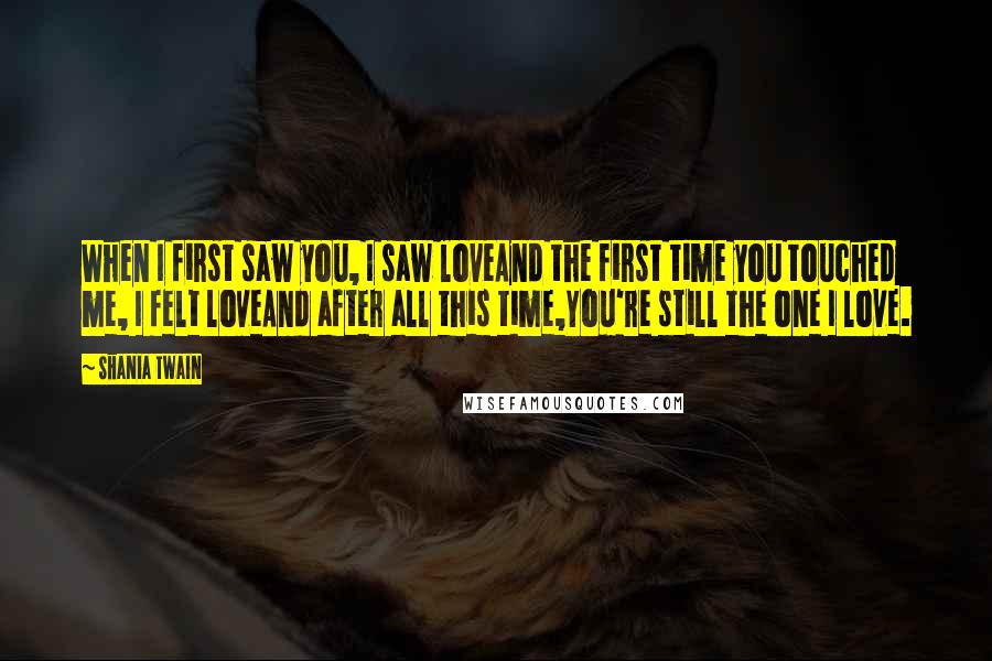 Shania Twain Quotes: When I first saw you, I saw loveAnd the first time you touched me, I felt loveAnd after all this time,You're still the one I love.