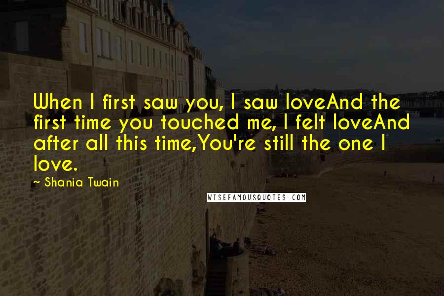 Shania Twain Quotes: When I first saw you, I saw loveAnd the first time you touched me, I felt loveAnd after all this time,You're still the one I love.