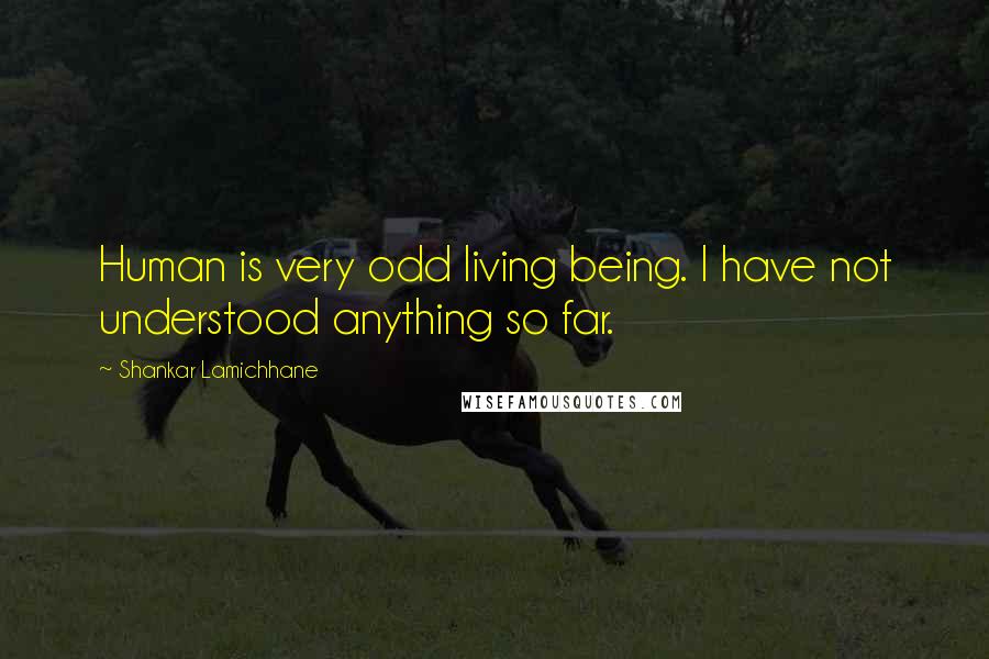 Shankar Lamichhane Quotes: Human is very odd living being. I have not understood anything so far.