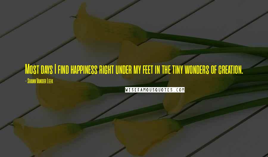 Shann Vander Leek Quotes: Most days I find happiness right under my feet in the tiny wonders of creation.