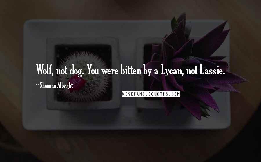Shannan Albright Quotes: Wolf, not dog. You were bitten by a Lycan, not Lassie.