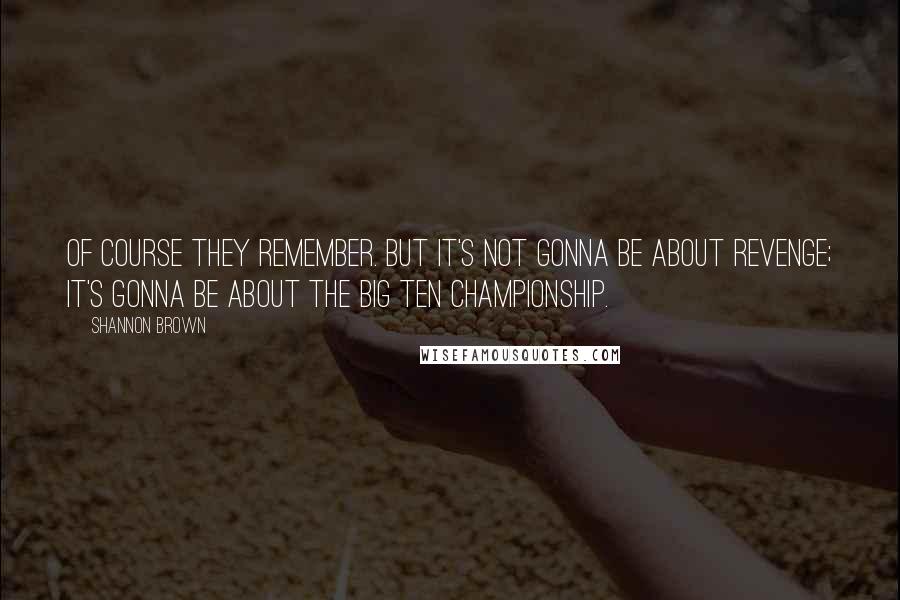 Shannon Brown Quotes: Of course they remember. But it's not gonna be about revenge; it's gonna be about the Big Ten championship.