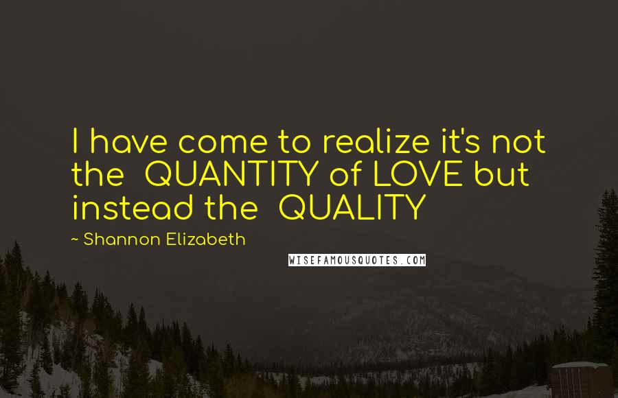 Shannon Elizabeth Quotes: I have come to realize it's not the QUANTITY of LOVE but instead the QUALITY