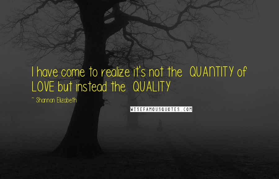 Shannon Elizabeth Quotes: I have come to realize it's not the QUANTITY of LOVE but instead the QUALITY
