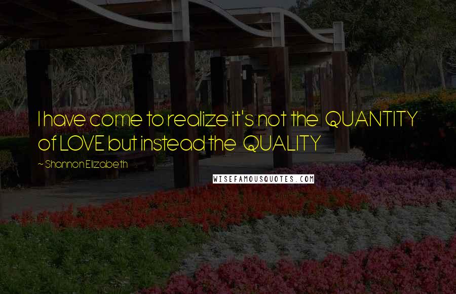 Shannon Elizabeth Quotes: I have come to realize it's not the QUANTITY of LOVE but instead the QUALITY