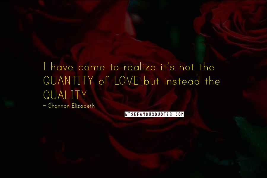 Shannon Elizabeth Quotes: I have come to realize it's not the QUANTITY of LOVE but instead the QUALITY