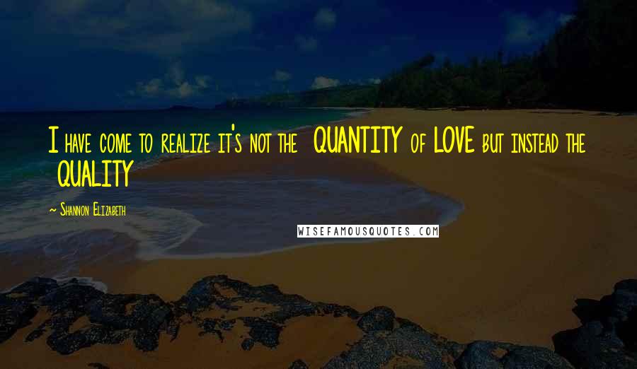 Shannon Elizabeth Quotes: I have come to realize it's not the QUANTITY of LOVE but instead the QUALITY