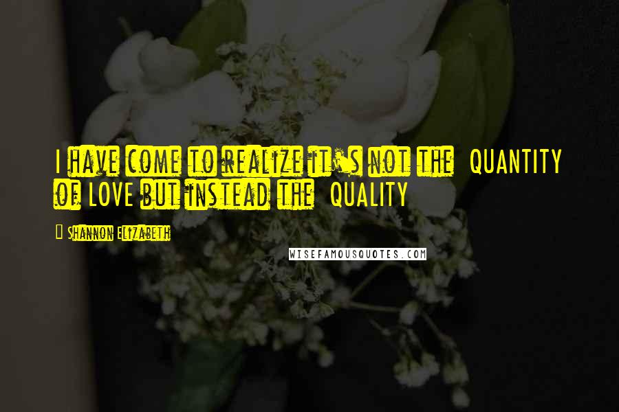 Shannon Elizabeth Quotes: I have come to realize it's not the QUANTITY of LOVE but instead the QUALITY