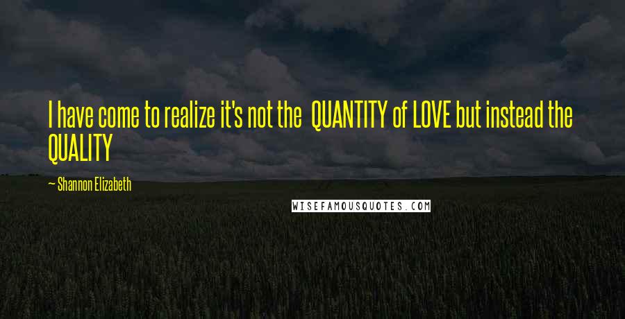 Shannon Elizabeth Quotes: I have come to realize it's not the QUANTITY of LOVE but instead the QUALITY