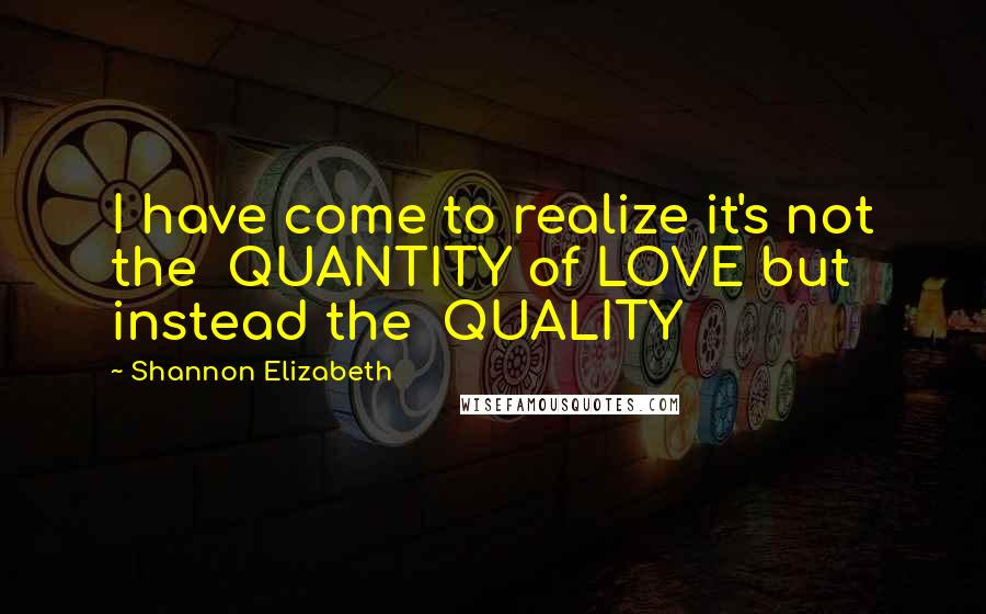 Shannon Elizabeth Quotes: I have come to realize it's not the QUANTITY of LOVE but instead the QUALITY