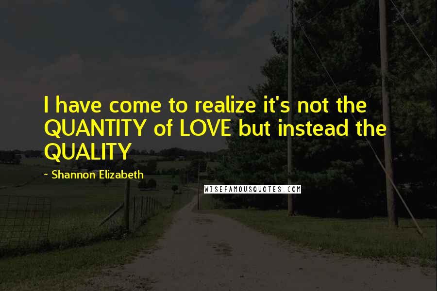 Shannon Elizabeth Quotes: I have come to realize it's not the  QUANTITY of LOVE but instead the  QUALITY