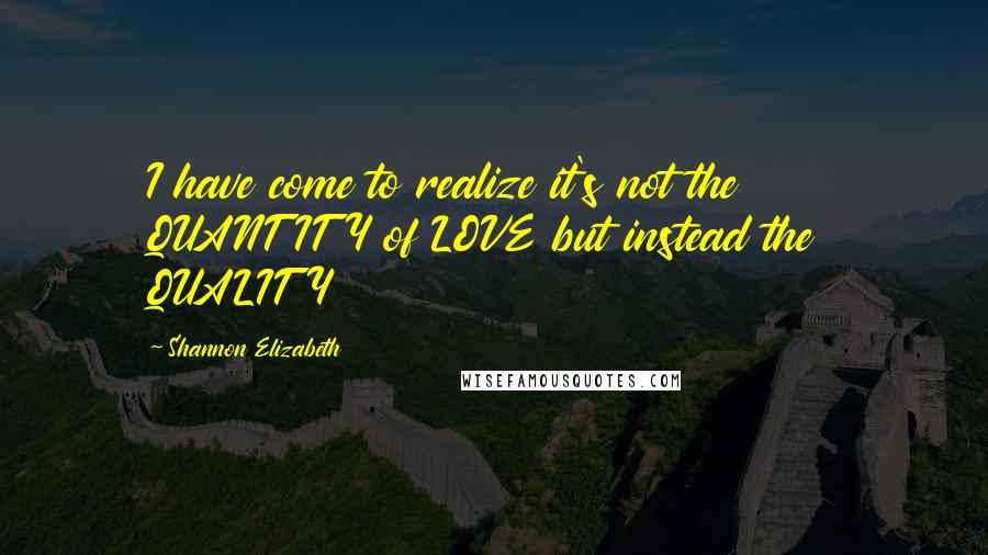 Shannon Elizabeth Quotes: I have come to realize it's not the QUANTITY of LOVE but instead the QUALITY