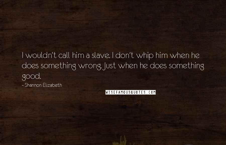 Shannon Elizabeth Quotes: I wouldn't call him a slave. I don't whip him when he does something wrong. Just when he does something good.