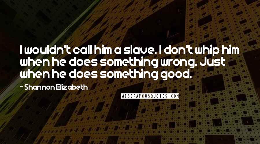 Shannon Elizabeth Quotes: I wouldn't call him a slave. I don't whip him when he does something wrong. Just when he does something good.