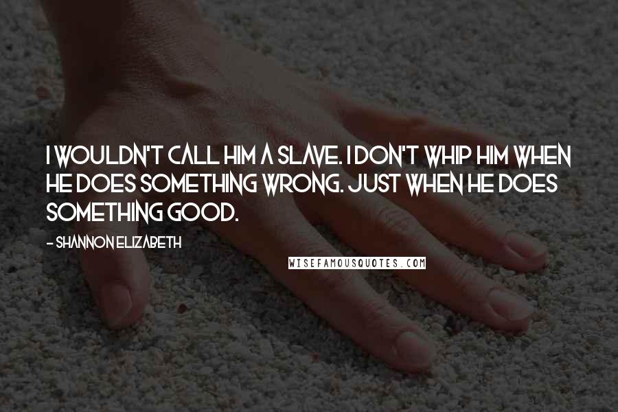 Shannon Elizabeth Quotes: I wouldn't call him a slave. I don't whip him when he does something wrong. Just when he does something good.