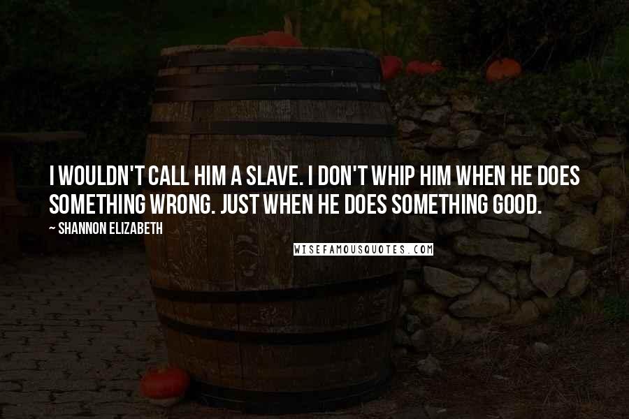 Shannon Elizabeth Quotes: I wouldn't call him a slave. I don't whip him when he does something wrong. Just when he does something good.