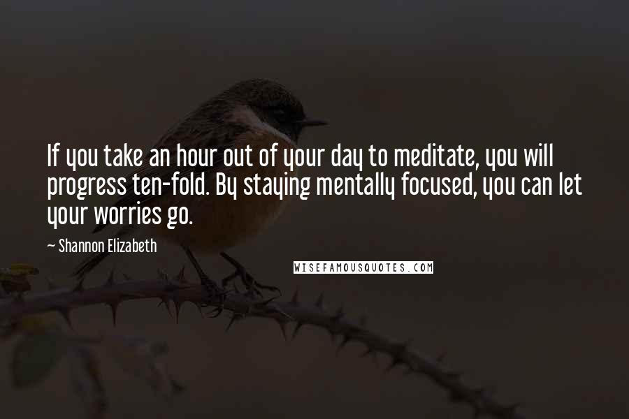 Shannon Elizabeth Quotes: If you take an hour out of your day to meditate, you will progress ten-fold. By staying mentally focused, you can let your worries go.