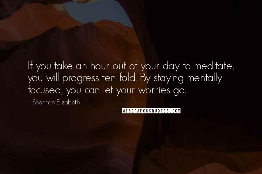 Shannon Elizabeth Quotes: If you take an hour out of your day to meditate, you will progress ten-fold. By staying mentally focused, you can let your worries go.