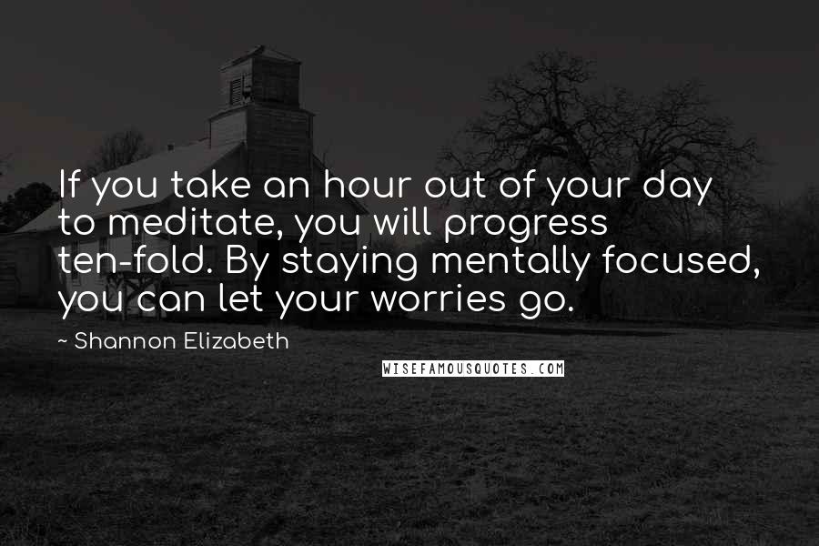 Shannon Elizabeth Quotes: If you take an hour out of your day to meditate, you will progress ten-fold. By staying mentally focused, you can let your worries go.