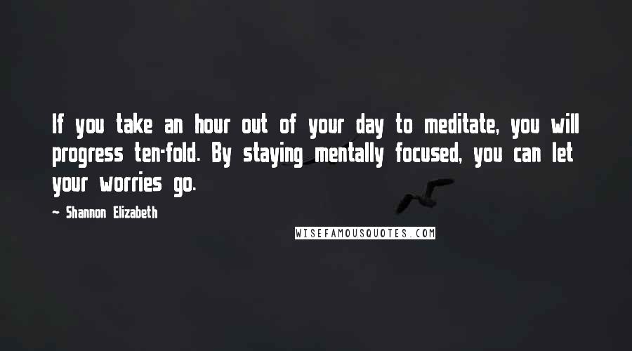 Shannon Elizabeth Quotes: If you take an hour out of your day to meditate, you will progress ten-fold. By staying mentally focused, you can let your worries go.