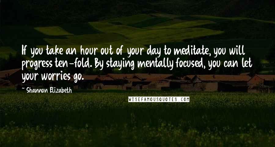 Shannon Elizabeth Quotes: If you take an hour out of your day to meditate, you will progress ten-fold. By staying mentally focused, you can let your worries go.