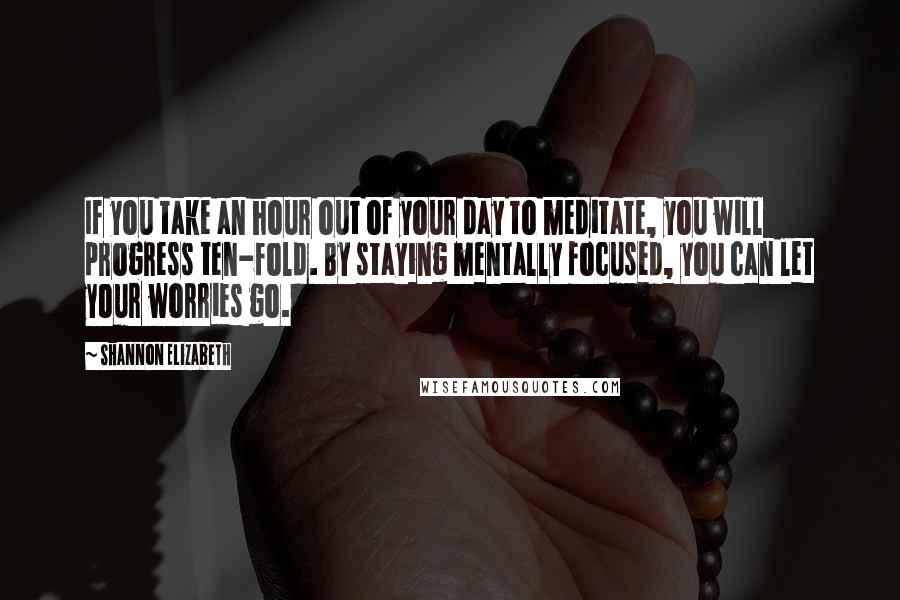 Shannon Elizabeth Quotes: If you take an hour out of your day to meditate, you will progress ten-fold. By staying mentally focused, you can let your worries go.