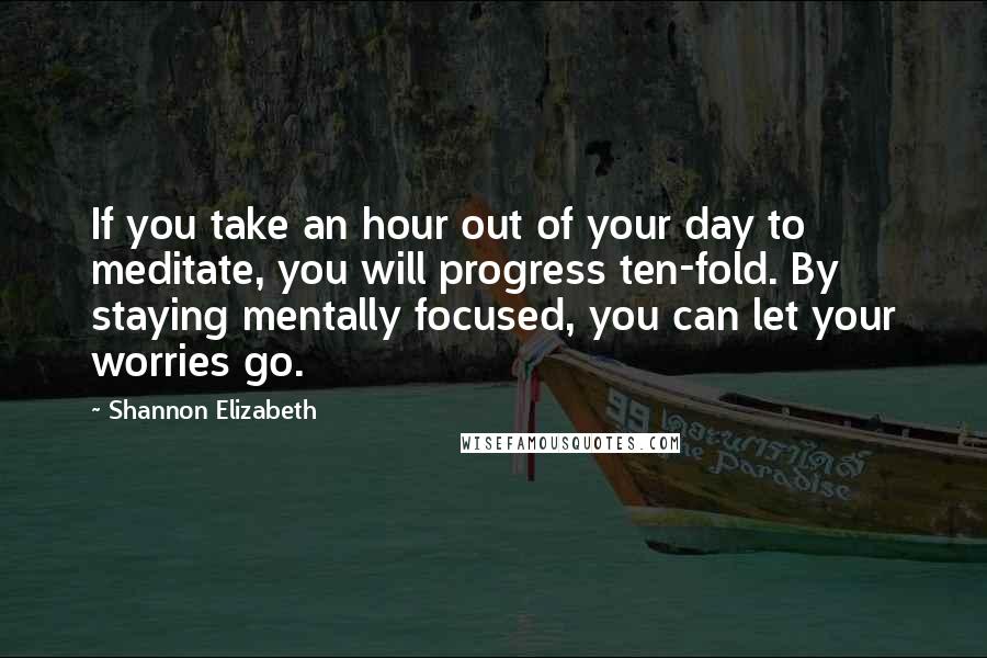 Shannon Elizabeth Quotes: If you take an hour out of your day to meditate, you will progress ten-fold. By staying mentally focused, you can let your worries go.