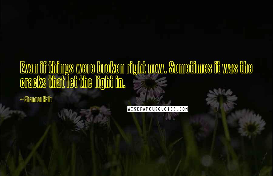 Shannon Hale Quotes: Even if things were broken right now. Sometimes it was the cracks that let the light in.