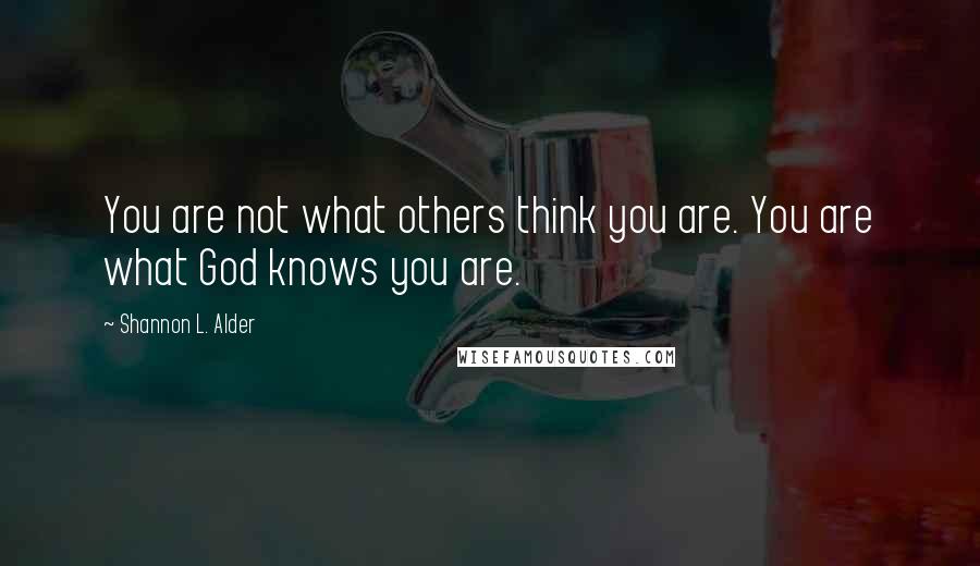Shannon L. Alder Quotes: You are not what others think you are. You are what God knows you are.
