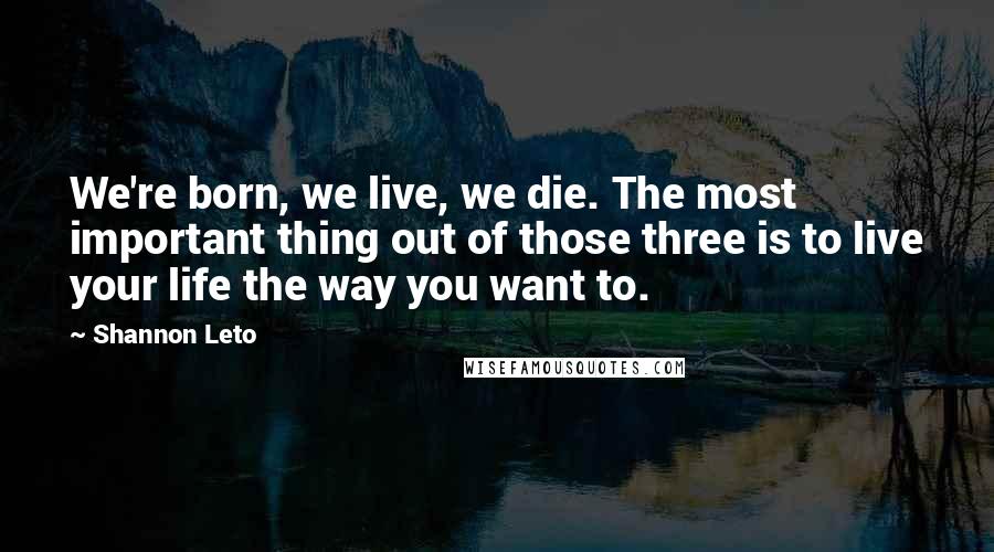 Shannon Leto Quotes: We're born, we live, we die. The most important thing out of those three is to live your life the way you want to.