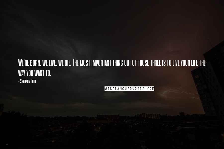 Shannon Leto Quotes: We're born, we live, we die. The most important thing out of those three is to live your life the way you want to.