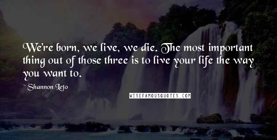 Shannon Leto Quotes: We're born, we live, we die. The most important thing out of those three is to live your life the way you want to.