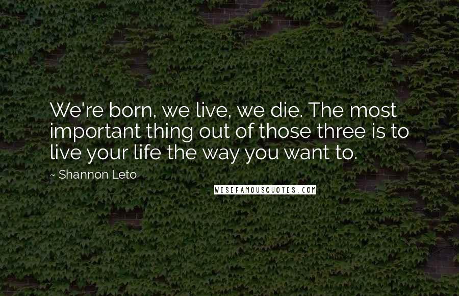 Shannon Leto Quotes: We're born, we live, we die. The most important thing out of those three is to live your life the way you want to.