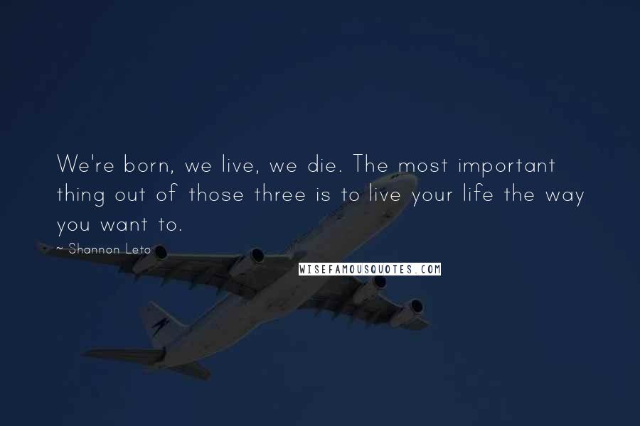 Shannon Leto Quotes: We're born, we live, we die. The most important thing out of those three is to live your life the way you want to.