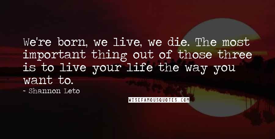 Shannon Leto Quotes: We're born, we live, we die. The most important thing out of those three is to live your life the way you want to.