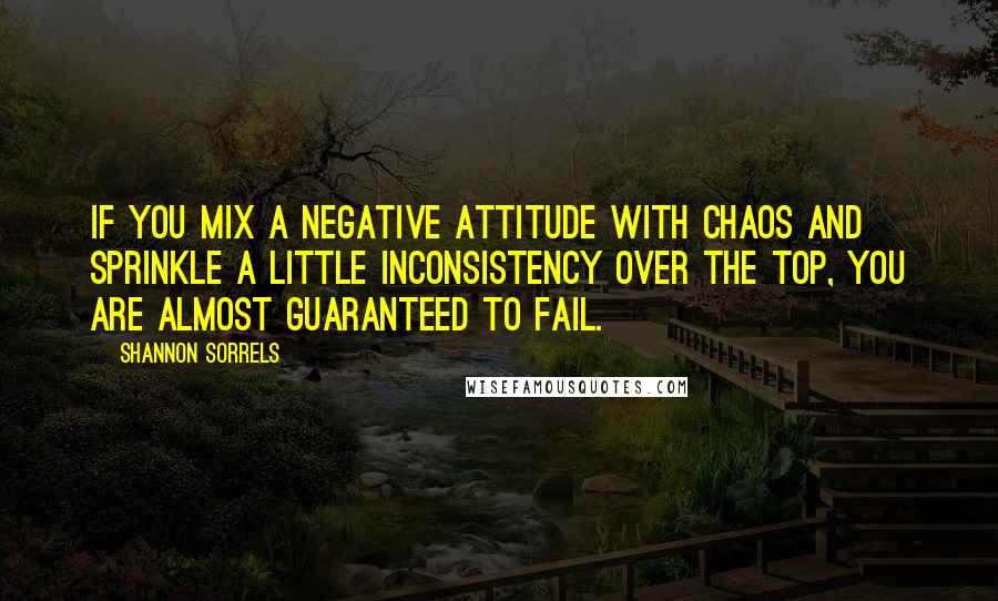 Shannon Sorrels Quotes: If you mix a negative attitude with chaos and sprinkle a little inconsistency over the top, you are almost guaranteed to fail.