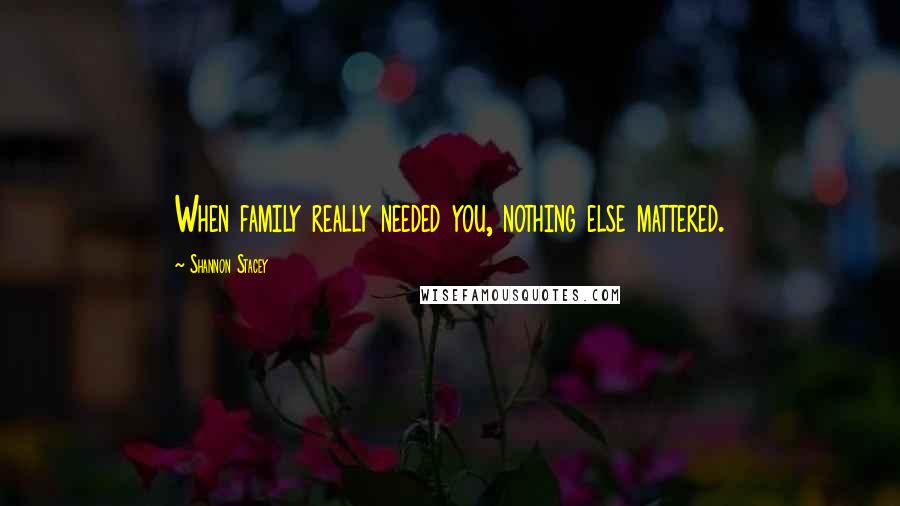 Shannon Stacey Quotes: When family really needed you, nothing else mattered.