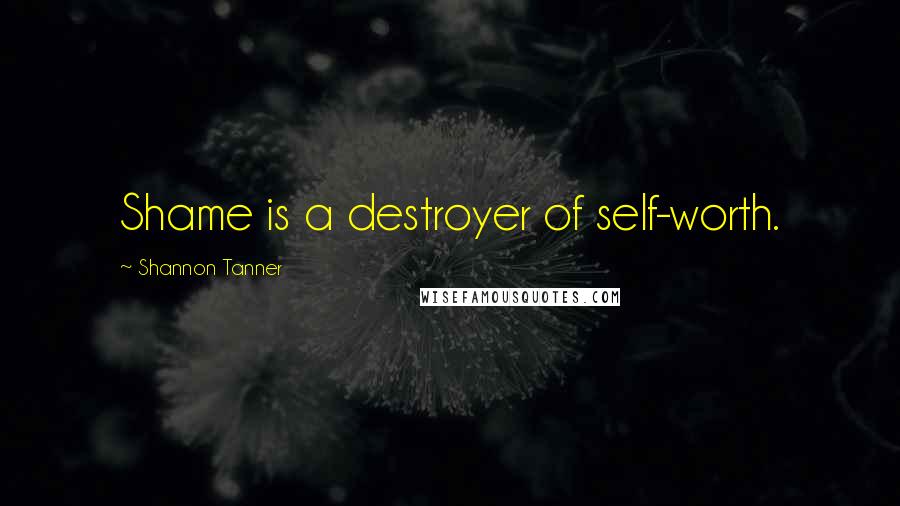 Shannon Tanner Quotes: Shame is a destroyer of self-worth.