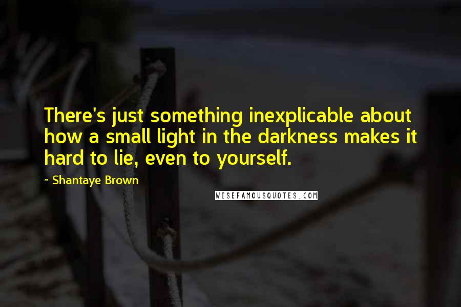 Shantaye Brown Quotes: There's just something inexplicable about how a small light in the darkness makes it hard to lie, even to yourself.