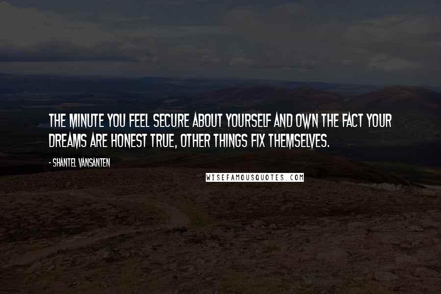 Shantel VanSanten Quotes: The minute you feel secure about yourself and own the fact your dreams are honest true, other things fix themselves.