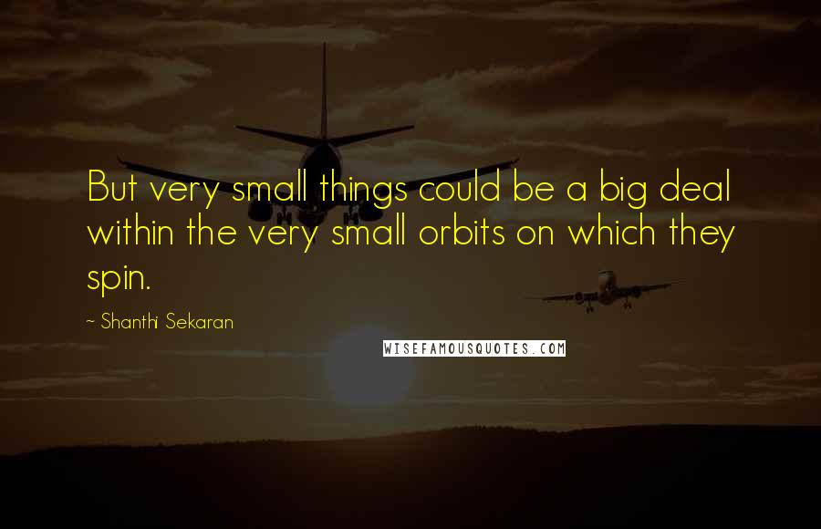 Shanthi Sekaran Quotes: But very small things could be a big deal within the very small orbits on which they spin.