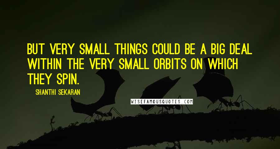 Shanthi Sekaran Quotes: But very small things could be a big deal within the very small orbits on which they spin.